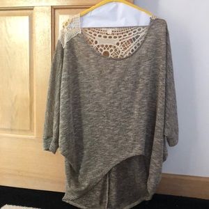 Beige and brown laced sweater